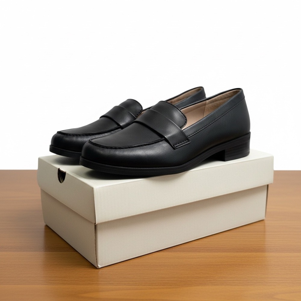 New LifeStride Sonoma 2 Penny Loafers Soft System Comfort Black Womens 9W Wide